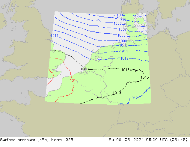 Presión superficial Harm .025 dom 09.06.2024 06 UTC