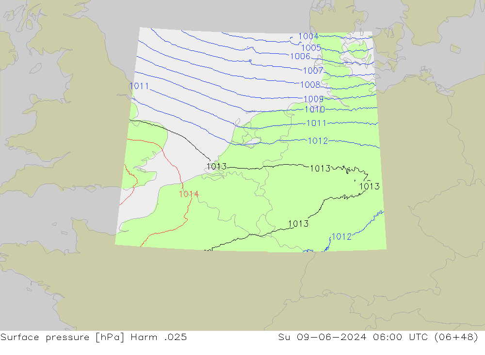 Pressione al suolo Harm .025 dom 09.06.2024 06 UTC