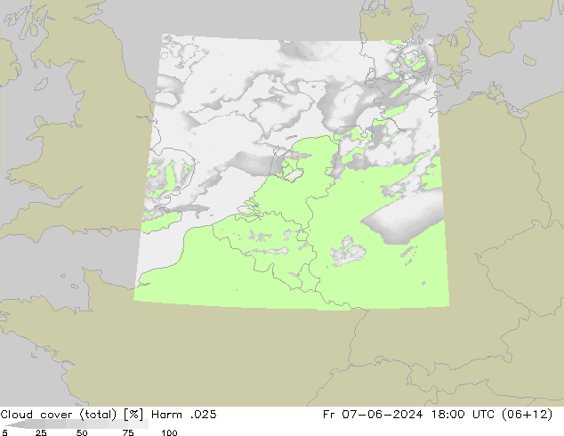 Cloud cover (total) Harm .025 Fr 07.06.2024 18 UTC