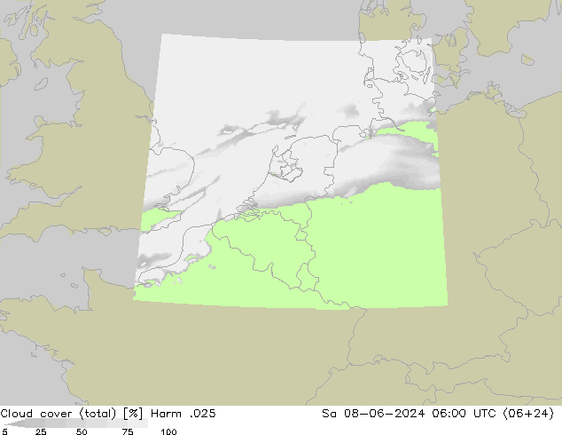 Wolken (gesamt) Harm .025 Sa 08.06.2024 06 UTC