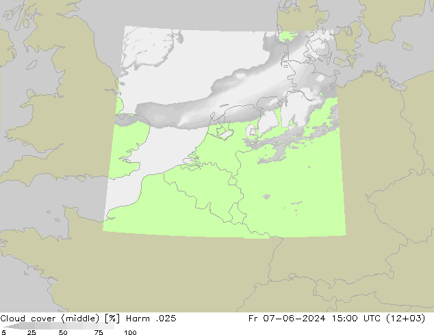 Cloud cover (middle) Harm .025 Fr 07.06.2024 15 UTC