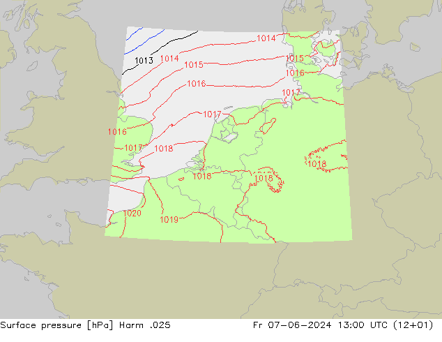 Pressione al suolo Harm .025 ven 07.06.2024 13 UTC