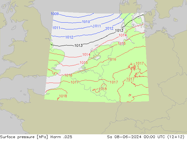 Surface pressure Harm .025 Sa 08.06.2024 00 UTC