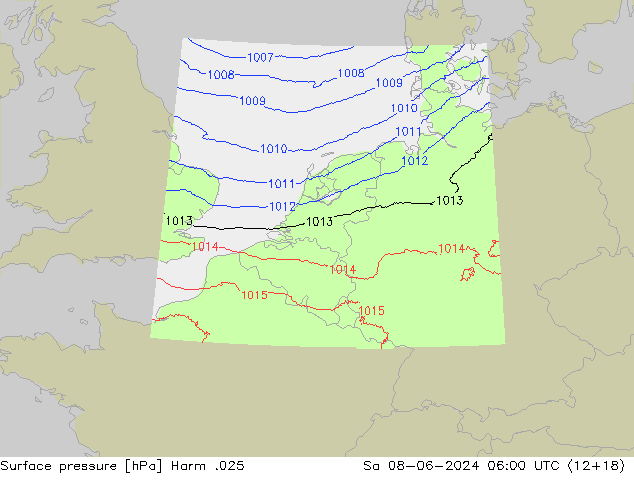 Surface pressure Harm .025 Sa 08.06.2024 06 UTC