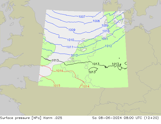 Surface pressure Harm .025 Sa 08.06.2024 08 UTC