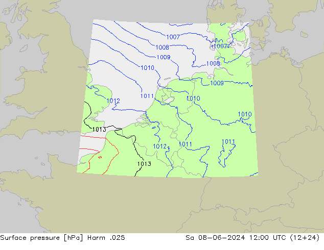 Surface pressure Harm .025 Sa 08.06.2024 12 UTC