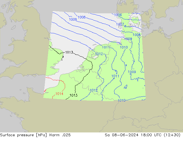 Atmosférický tlak Harm .025 So 08.06.2024 18 UTC