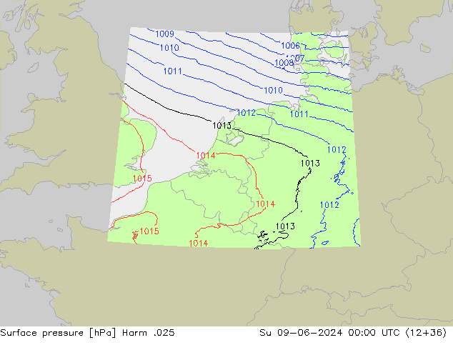 Atmosférický tlak Harm .025 Ne 09.06.2024 00 UTC