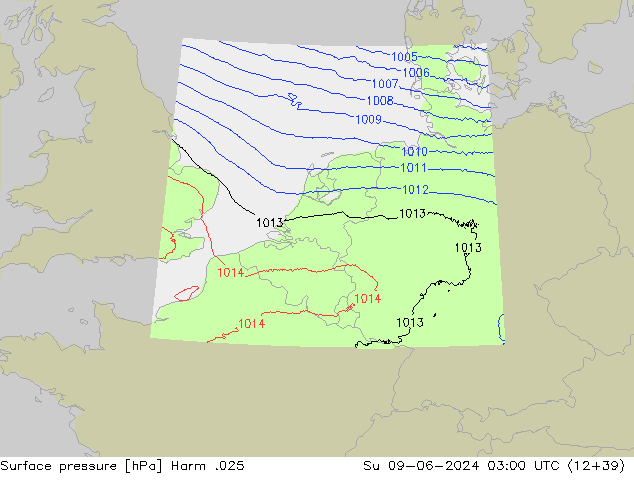 Pressione al suolo Harm .025 dom 09.06.2024 03 UTC