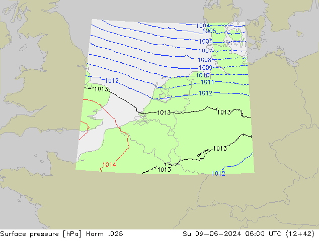 Luchtdruk (Grond) Harm .025 zo 09.06.2024 06 UTC