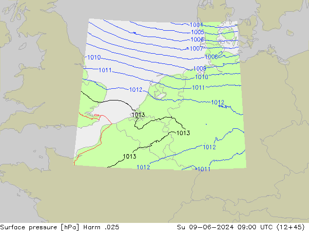 Surface pressure Harm .025 Su 09.06.2024 09 UTC