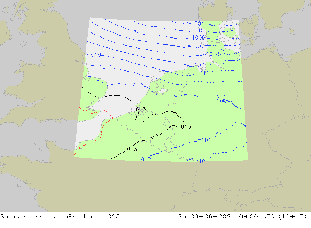 Surface pressure Harm .025 Su 09.06.2024 09 UTC