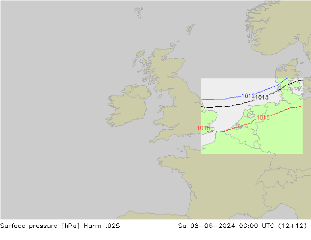 Atmosférický tlak Harm .025 So 08.06.2024 00 UTC