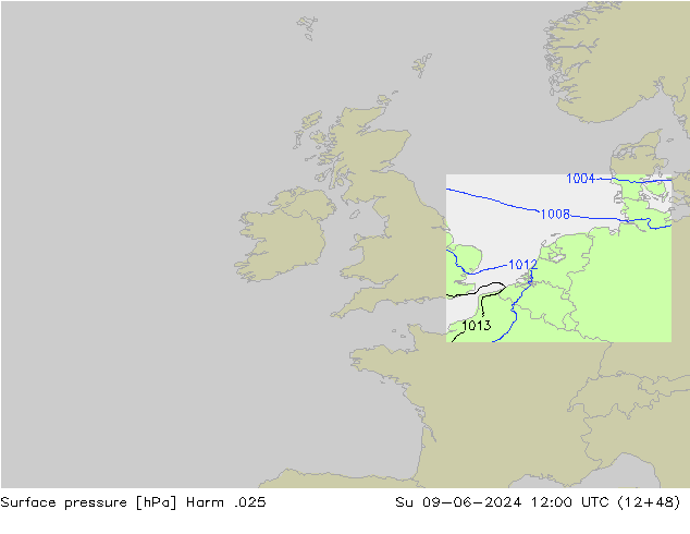 Surface pressure Harm .025 Su 09.06.2024 12 UTC