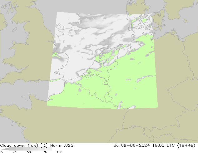 zachmurzenie (niskie) Harm .025 nie. 09.06.2024 18 UTC