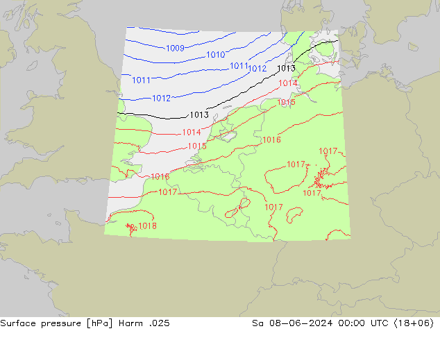 Surface pressure Harm .025 Sa 08.06.2024 00 UTC