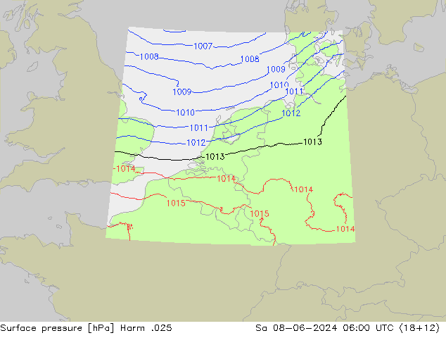 Surface pressure Harm .025 Sa 08.06.2024 06 UTC