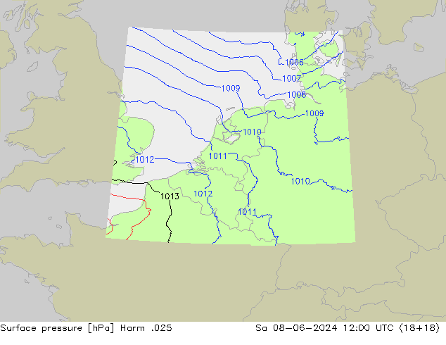 Surface pressure Harm .025 Sa 08.06.2024 12 UTC