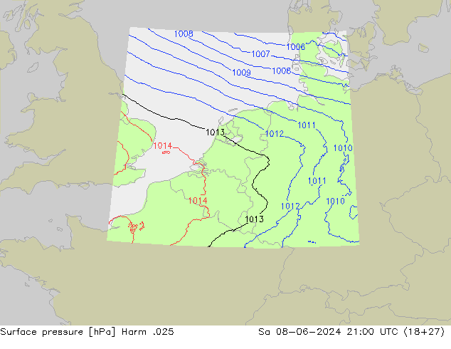 Surface pressure Harm .025 Sa 08.06.2024 21 UTC