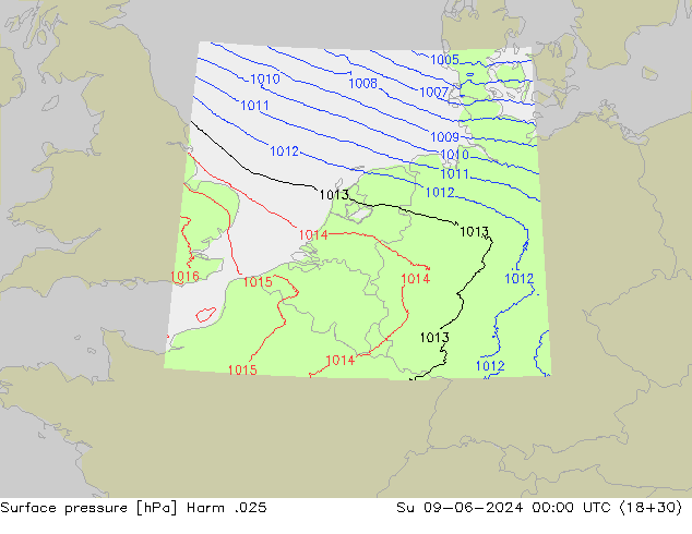 Surface pressure Harm .025 Su 09.06.2024 00 UTC