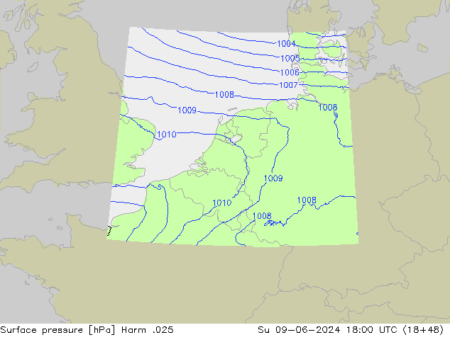 Atmosférický tlak Harm .025 Ne 09.06.2024 18 UTC