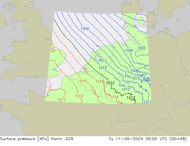 Atmosférický tlak Harm .025 Út 11.06.2024 00 UTC