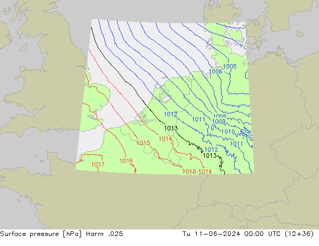 Atmosférický tlak Harm .025 Út 11.06.2024 00 UTC