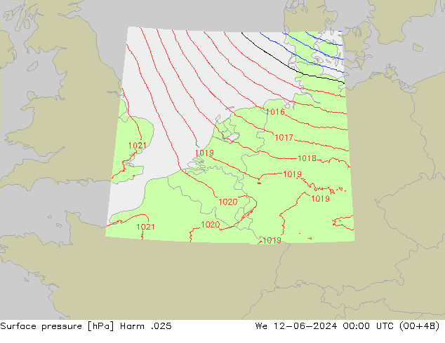 Atmosférický tlak Harm .025 St 12.06.2024 00 UTC