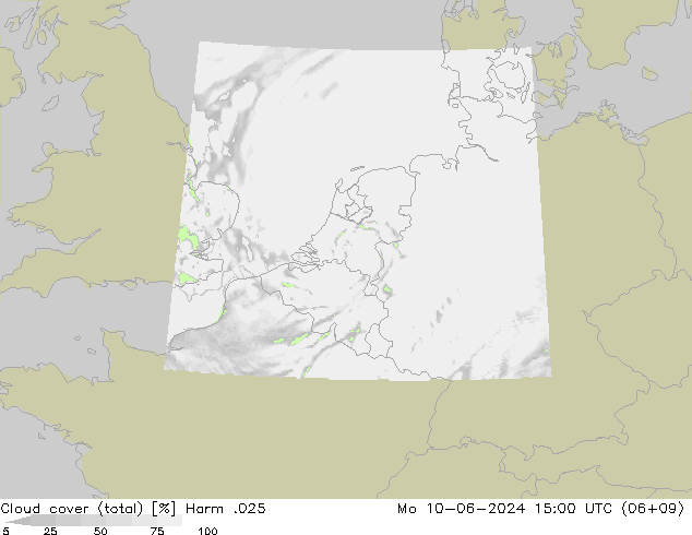Cloud cover (total) Harm .025 Po 10.06.2024 15 UTC