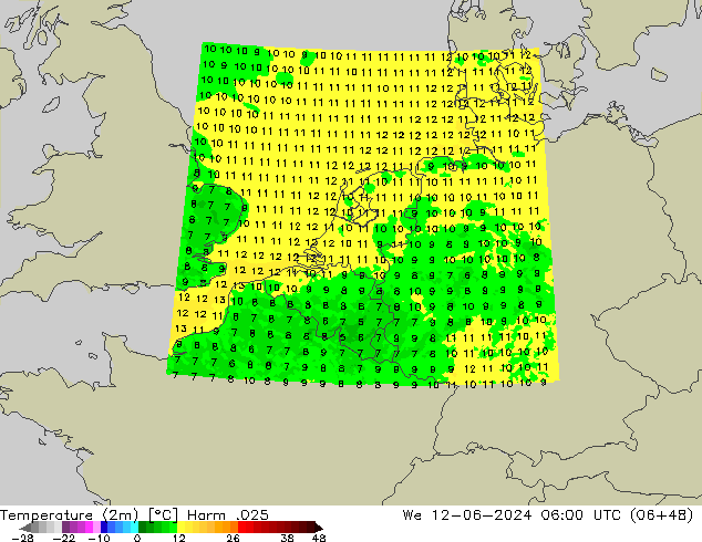 карта температуры Harm .025 ср 12.06.2024 06 UTC