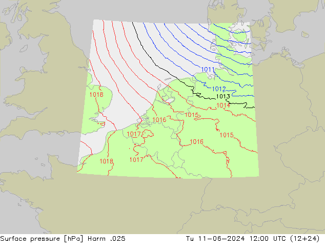 Atmosférický tlak Harm .025 Út 11.06.2024 12 UTC
