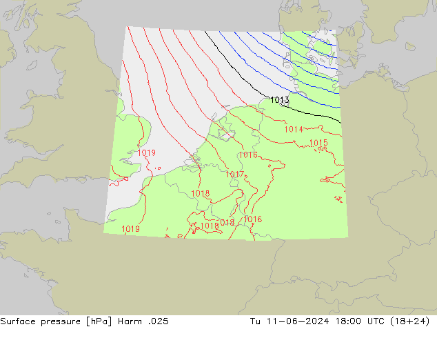 Atmosférický tlak Harm .025 Út 11.06.2024 18 UTC