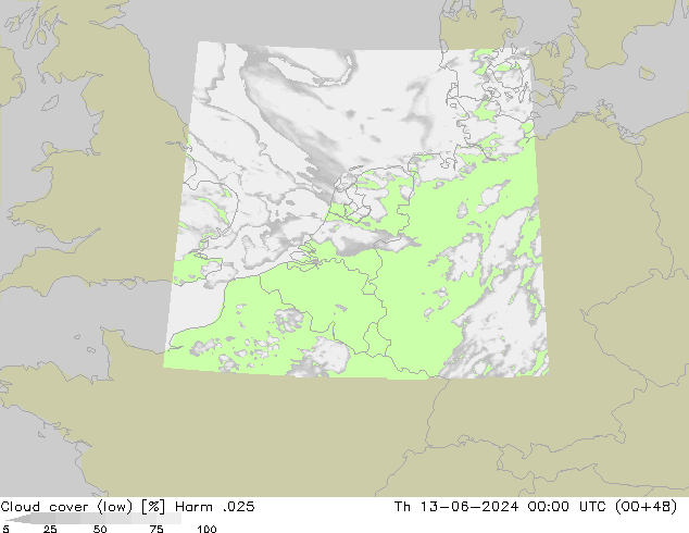 Nubes bajas Harm .025 jue 13.06.2024 00 UTC