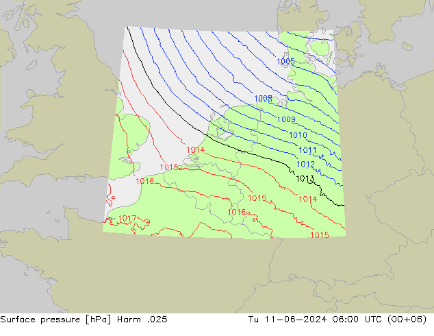 Surface pressure Harm .025 Tu 11.06.2024 06 UTC