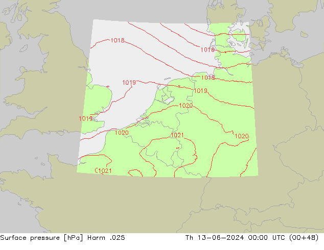 приземное давление Harm .025 чт 13.06.2024 00 UTC