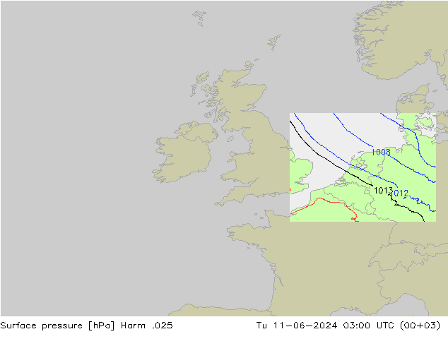 Atmosférický tlak Harm .025 Út 11.06.2024 03 UTC