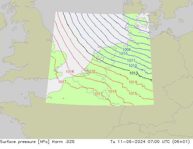 Surface pressure Harm .025 Tu 11.06.2024 07 UTC