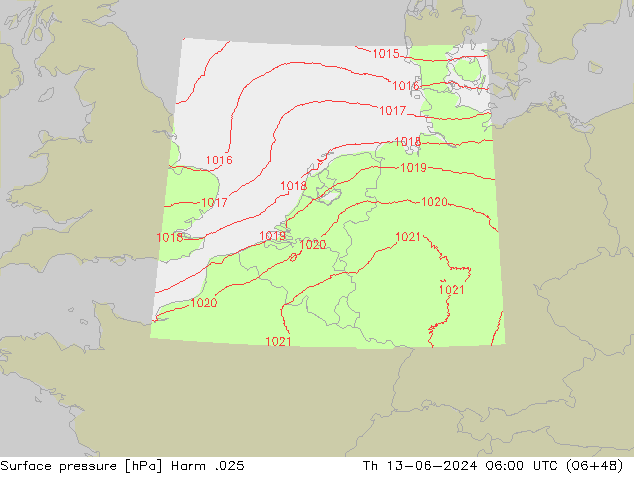 Atmosférický tlak Harm .025 Čt 13.06.2024 06 UTC