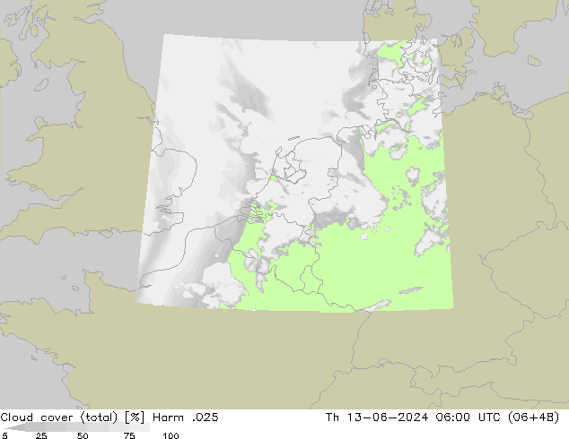 Nubes (total) Harm .025 jue 13.06.2024 06 UTC
