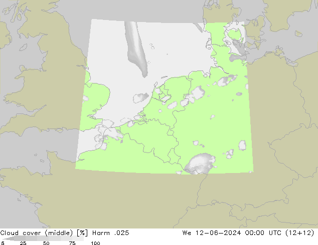 Cloud cover (middle) Harm .025 We 12.06.2024 00 UTC
