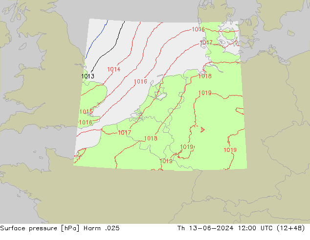 приземное давление Harm .025 чт 13.06.2024 12 UTC