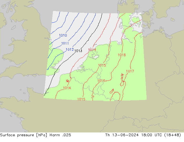 Atmosférický tlak Harm .025 Čt 13.06.2024 18 UTC