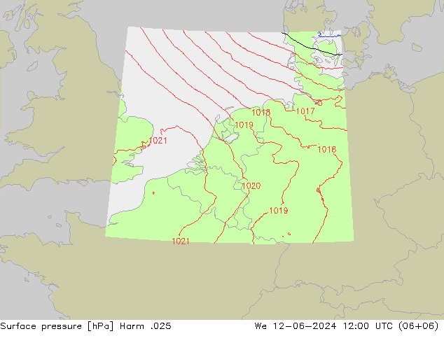 Pressione al suolo Harm .025 mer 12.06.2024 12 UTC