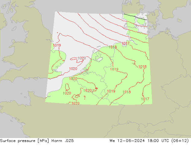 Pressione al suolo Harm .025 mer 12.06.2024 18 UTC