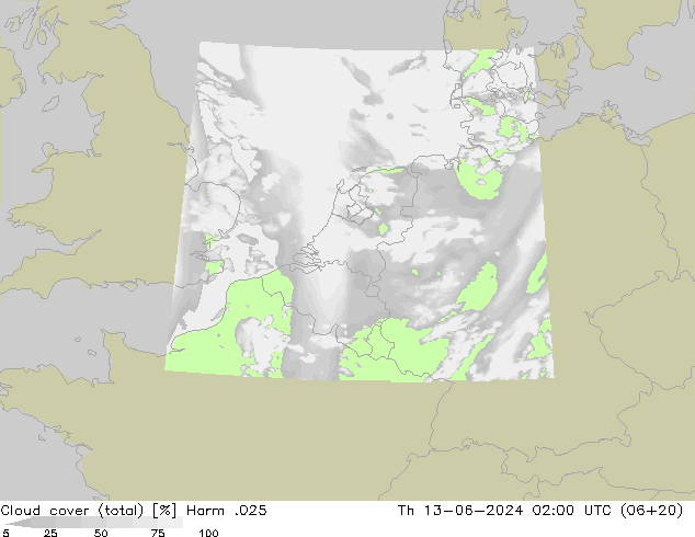Wolken (gesamt) Harm .025 Do 13.06.2024 02 UTC