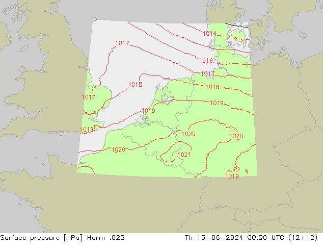 Atmosférický tlak Harm .025 Čt 13.06.2024 00 UTC