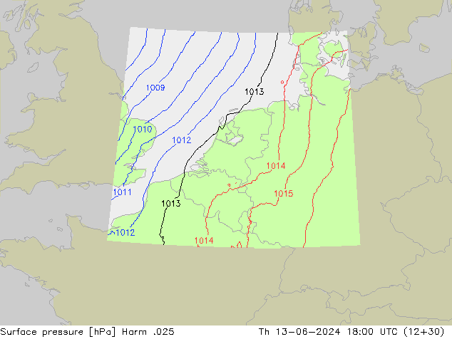 Atmosférický tlak Harm .025 Čt 13.06.2024 18 UTC