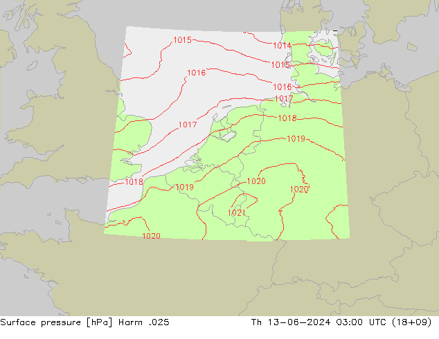 Atmosférický tlak Harm .025 Čt 13.06.2024 03 UTC