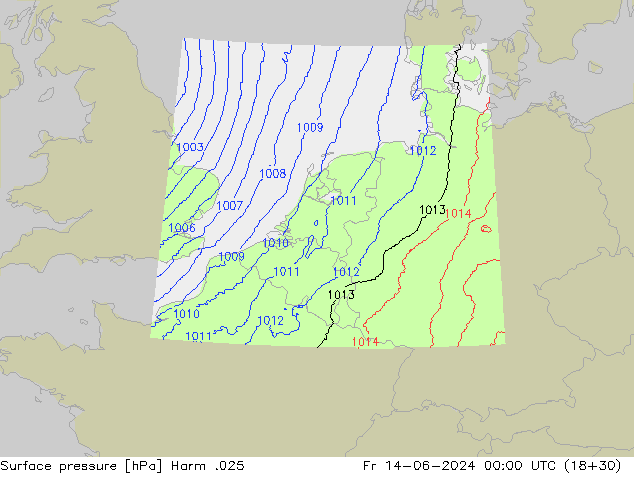 Luchtdruk (Grond) Harm .025 vr 14.06.2024 00 UTC