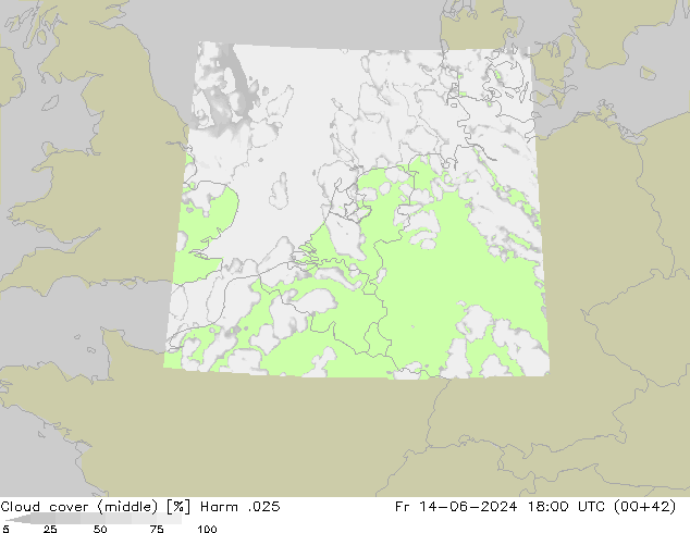 Cloud cover (middle) Harm .025 Fr 14.06.2024 18 UTC